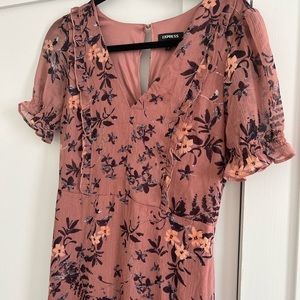 Floral Mauve Short Sleeve Dress